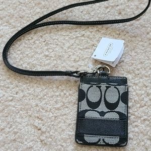 COACH SIGNATURE STRIPE LANYARD ID CASE